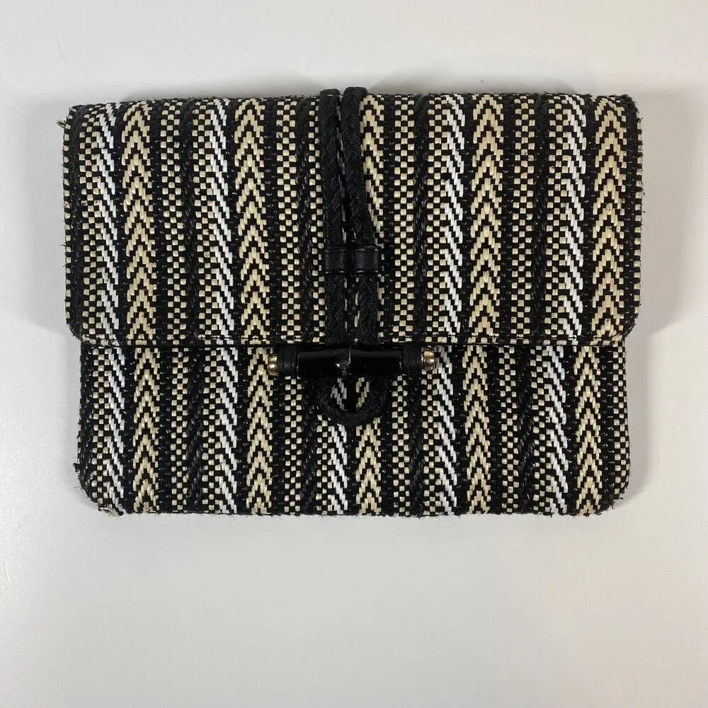 Sondra Roberts Squared‎ Woven Clutch Handbag Purse Boho Tribal No Strap